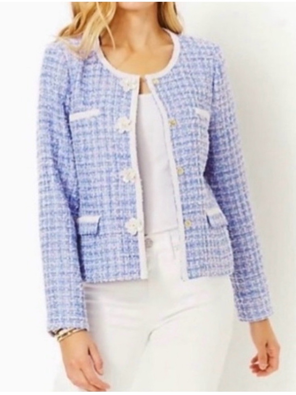 Lilly Pulitzer Jaden Jacket in Lark Lilac Swirl Boucle EUC - Picture 2 of 10